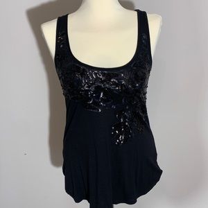 Black sequined tank top
